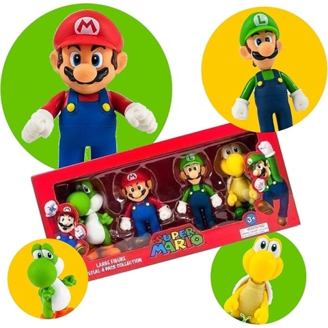 Super Mario Toys - Large Figure Toy Collection Pack with 4 Collectible Figures