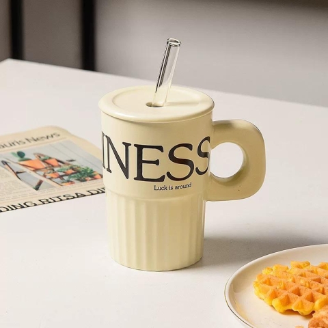 Beautiful Eternity Ceramic Mug with Straw