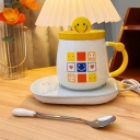 Smiley Face Ceramic Mug with Spoon