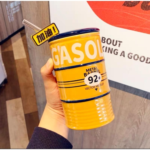 Gasoline Ceramic Mug with Spoon