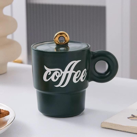 Coffee Logo Ceramic Mug with Cover