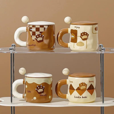 Small Ceramic Mug with Spoon